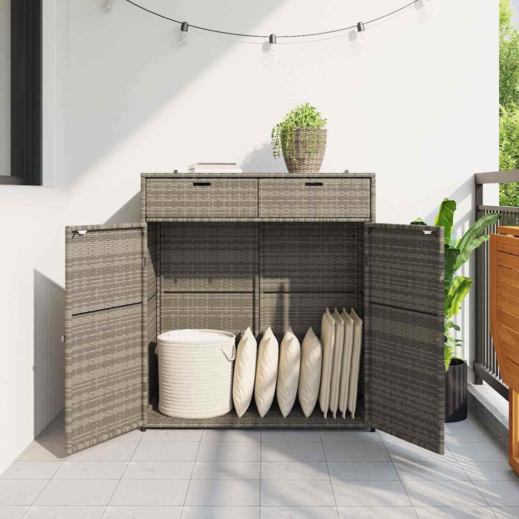 vidaXL Ντουλάπι Αποθήκευσης Κήπου Γκρι 105x55x113 εκ. Συνθετικό Ρατάν