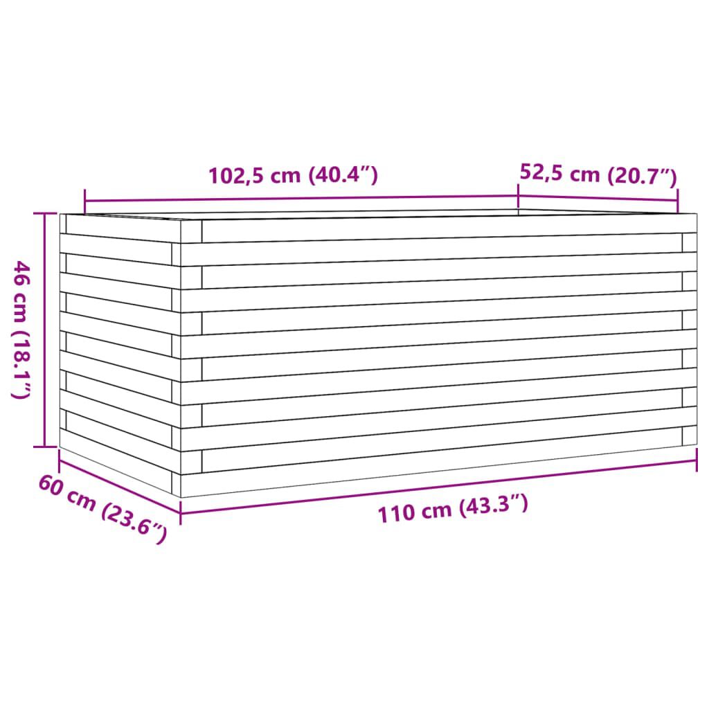 vidaXL Ζαρντινιέρα Κήπου 110x60x46 εκ. από Μασίφ Ξύλο Ψευδοτσούγκας