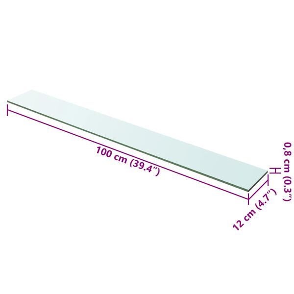 vidaXL Ράφι Πάνελ Διάφανο 100 x 12 εκ. Γυάλινο