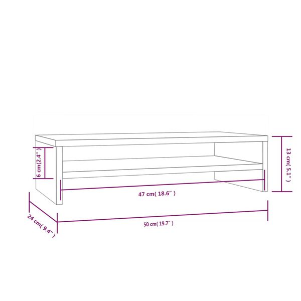 vidaXL Βάση Οθόνης Λευκή 50 x 24 x 13 εκ. από Μασίφ Ξύλο Πεύκου