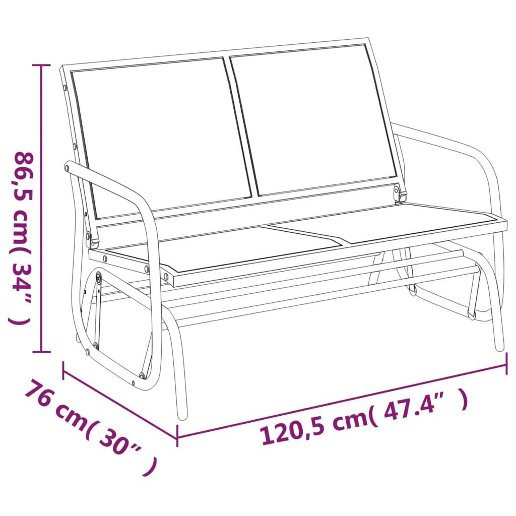 vidaXL Πάγκος Κήπου Κουνιστός Καφέ 120,5x76x86,5 εκ. Textilene/Ατσάλι