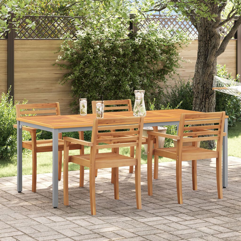 vidaXL Τραπεζάκι Κήπου 200x90x75 εκ. από Μασίφ Ξύλο Ακακίας και Μέταλλο