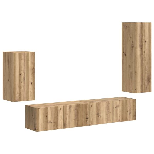 vidaXL &Sigma;&epsilon;&tau; &epsilon;&pi;ί&pi;&lambda;&omicron;&upsilon; &tau;&eta;&lambda;&epsilon;ό&rho;&alpha;&sigma;&eta;&sigmaf; 4 pcs Artisan Oak &Epsilon;&pi;&epsilon;&xi;&epsilon;&rho;&gamma;&alpha;&sigma;&mu;έ&nu;&omicron; &xi;ύ&lambda;&omicron;