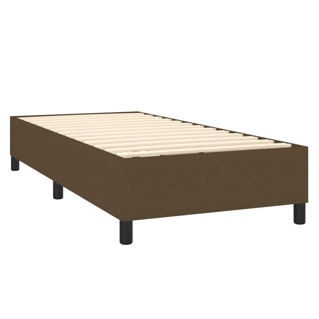 vidaXL Κρεβάτι Boxspring με Στρώμα & LED Σκ.Καφέ 90x190 εκ. Υφασμάτινο