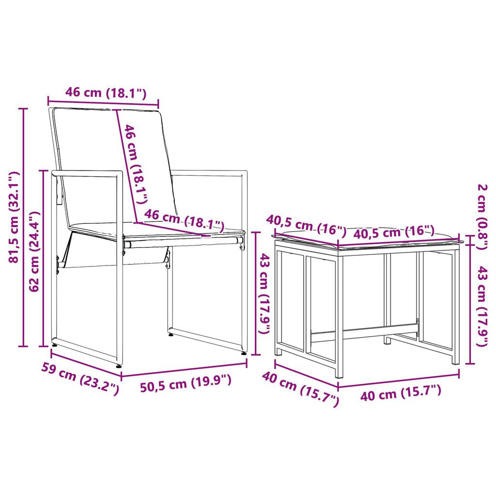 vidaXL Σέτ φαγητού για κήπο 13 pcs Μαύρο Ατσάλι
