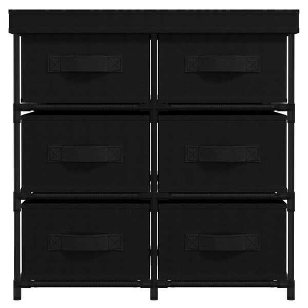 337257 vidaXL Ντουλάπι με 6 Συρτάρια Μαύρο 55x29x55 εκ. Ατσάλι