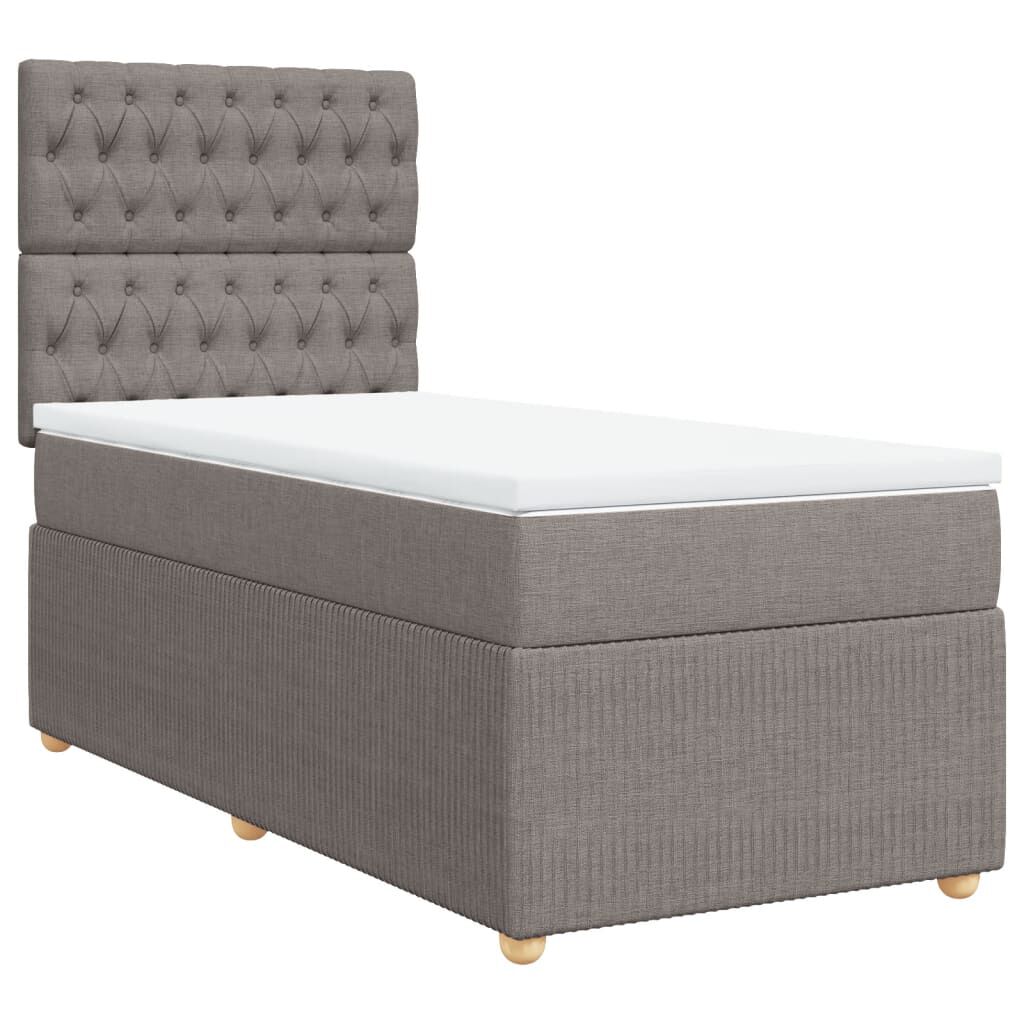 vidaXL Κρεβάτι Boxspring με Στρώμα Taupe 90x200 εκ. Υφασμάτινο