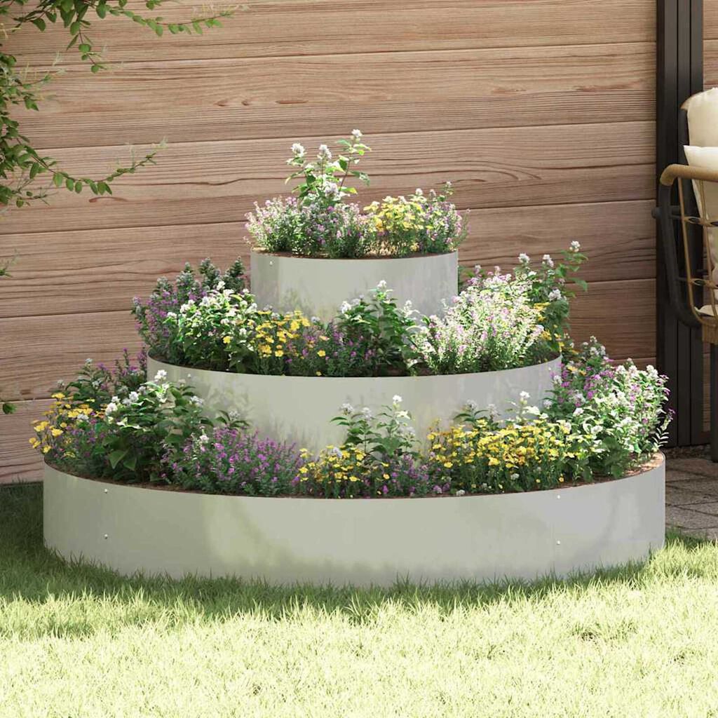 vidaXL Γλάστρα Κήπου Ασημί 120 x 120 x 20 εκ. Γαλβανισμένος χάλυβας