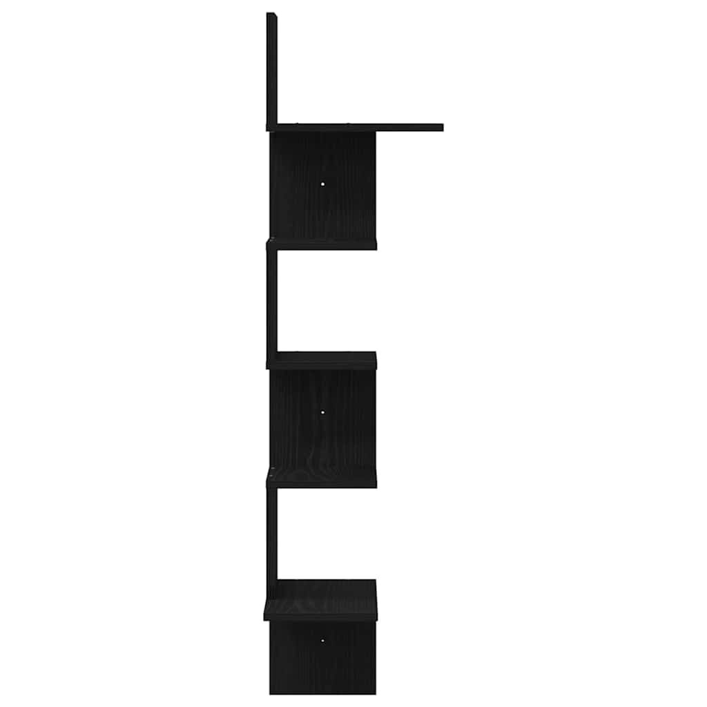 Γωνιακό ράφι τοίχου vidaXL Μαύρο 32x32x127,5 cm Κατασκευασμένο ξύλο
