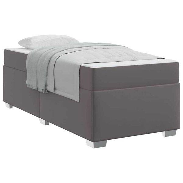 vidaXL Σκελετός Κρεβατιού Γκρι 90 x 190 cm Τεχνητό δέρμα