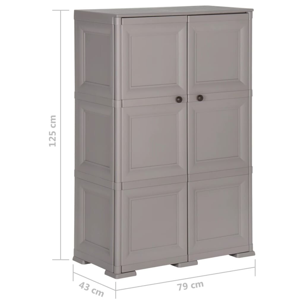 vidaXL Πλαστικό Ντουλάπι Γκρι 79 x 43 x 125 εκ. με Σχέδιο Ξύλου