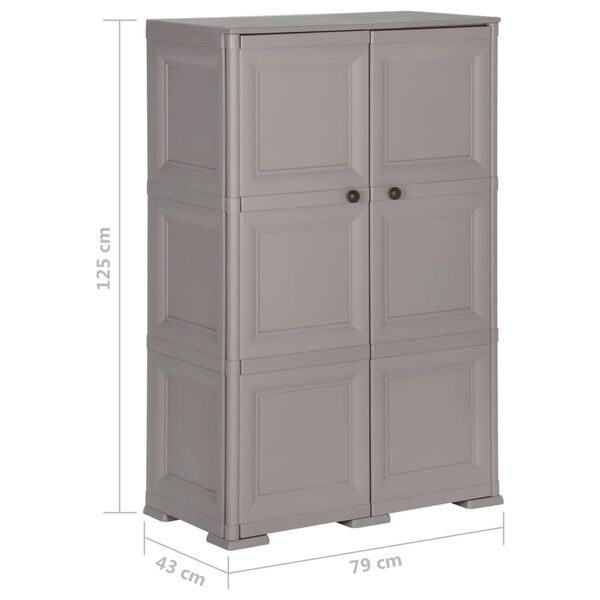 vidaXL Πλαστικό Ντουλάπι Γκρι 79 x 43 x 125 εκ. με Σχέδιο Ξύλου