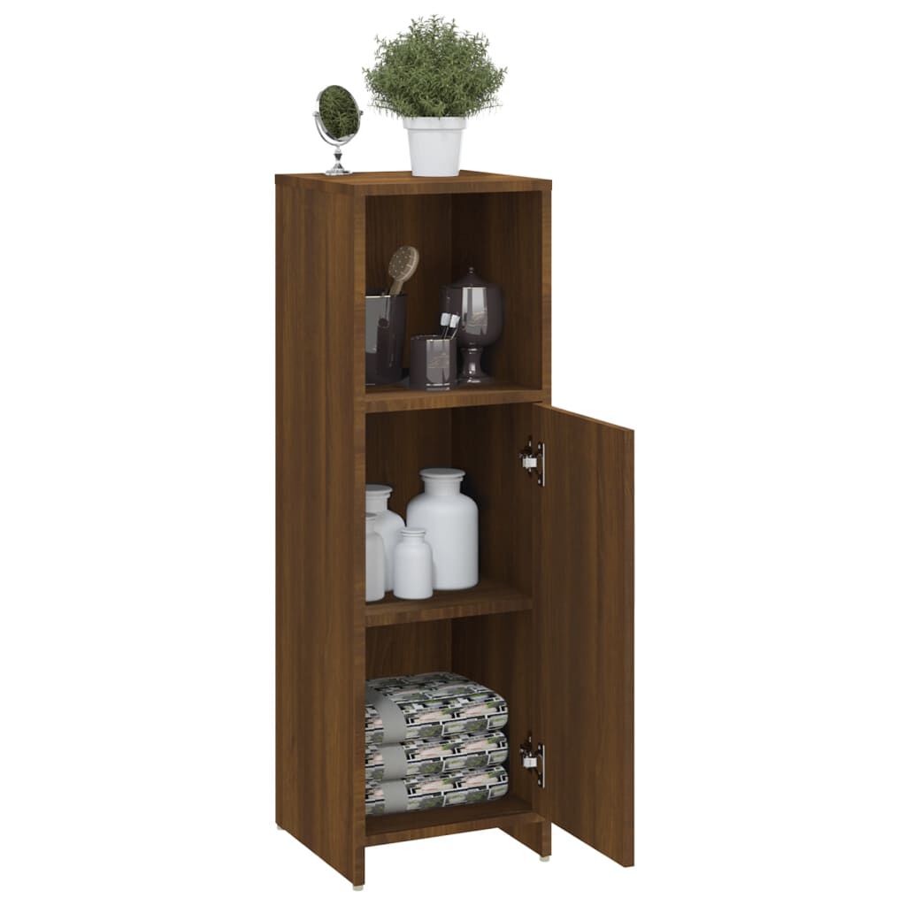 vidaXL Ντουλάπι Μπάνιου Καφέ Δρυς 30x30x95 εκ. Επεξεργασμένο Ξύλο