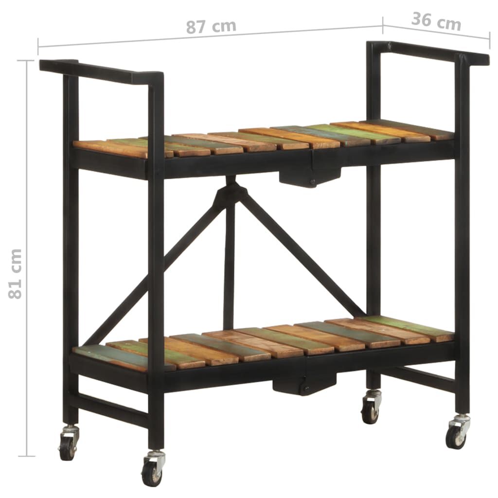 vidaXL Τρόλεϊ Κουζίνας 87 x 36 x 81 εκ. από Μασίφ Ανακυκλωμένο Ξύλο