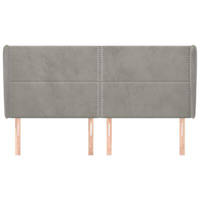 vidaXL Κεφαλάρι με Πτερύγια Ανοιχτό Γκρι 183x23x118/128 εκ. Βελούδινο