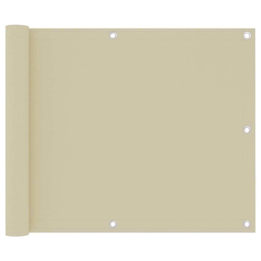 vidaXL Διαχωριστικό Βεράντας Κρεμ 75 x 500 εκ. Ύφασμα Oxford