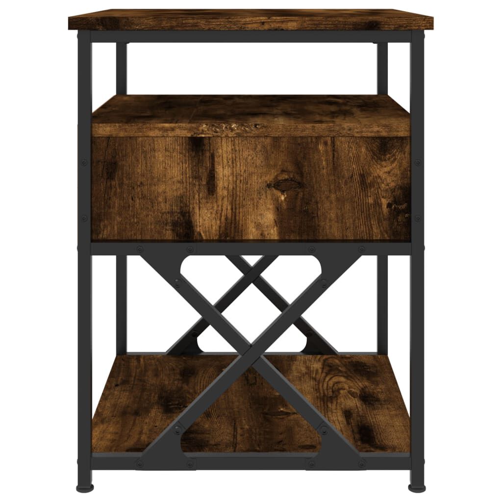 vidaXL Κομοδίνα 2 τεμ. Καπνιστή Δρυς 40x42x55 εκ. Επεξεργασμένο Ξύλο