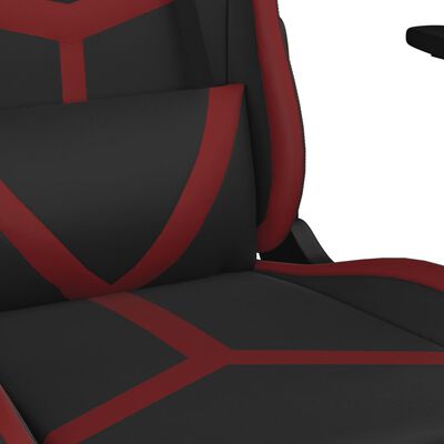 vidaXL Καρέκλα Gaming Μασάζ Μαύρο/μπορντό από Συνθετικό Δέρμα