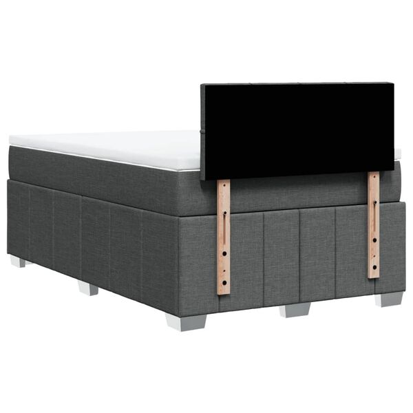 vidaXL Κρεβάτι Boxspring με Στρώμα Σκούρο Γκρι 120x190 εκ Υφασμάτινο