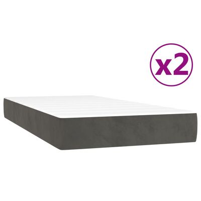vidaXL Κρεβάτι Boxspring με Στρώμα Σκούρο Γκρι 200x200 εκ. Βελούδινο