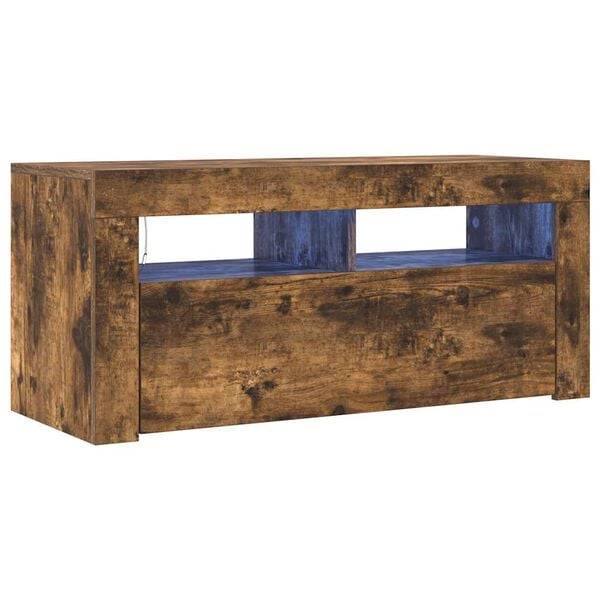 vidaXL Έπιπλο Τηλεόρασης με LED Καπνιστή Δρυς 90x35x40 εκ.