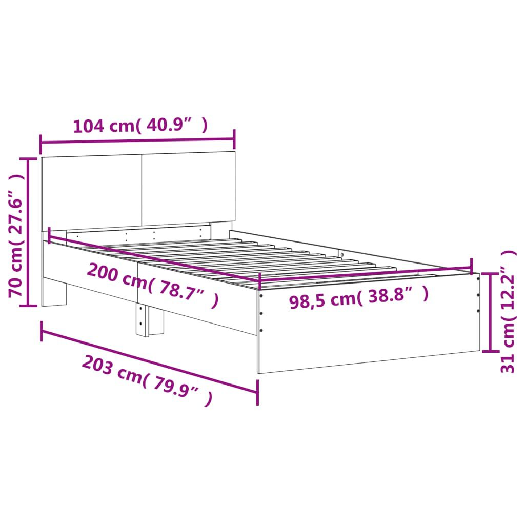 vidaXL Πλαίσιο Κρεβατιού με Κεφαλάρι Γκρι Sonoma 100x200εκ. Επεξ. Ξύλο