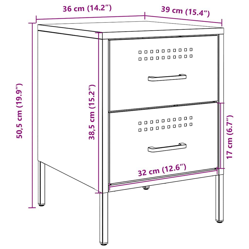 vidaXL Κομοδίνο Ροζ 36x39x50,5 εκ. από Χάλυβα
