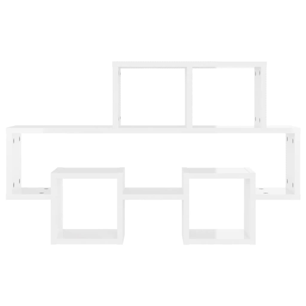 vidaXL Ράφι Τοίχου Σχήμα Αυτοκιν. Γυαλ. Λευκό 82x15x51 εκ. Μοριοσανίδα