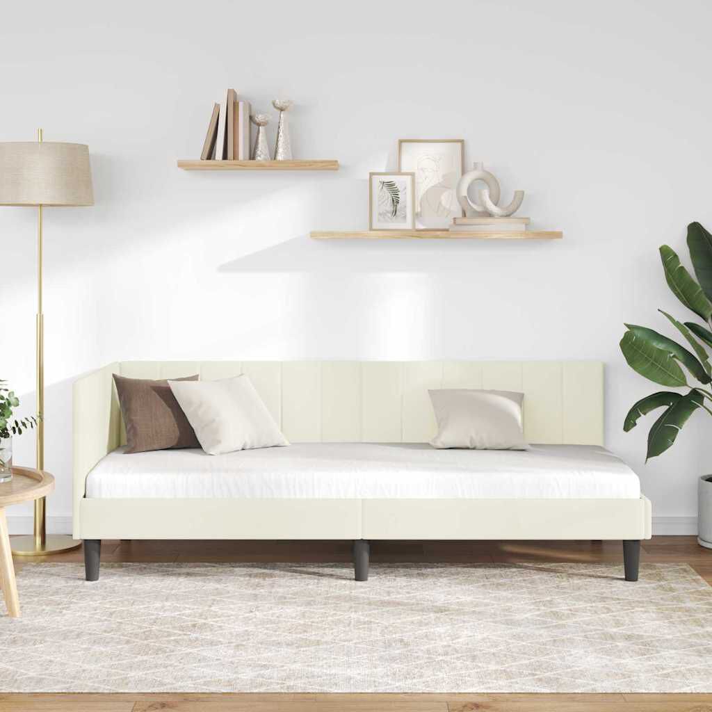 vidaXL Κρεβάτι Γωνίας με κεφαλάρι Κρεμ 80 x 200 cm Βελούδο