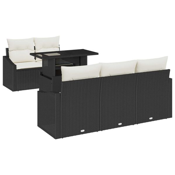 vidaXL Σετ Καναπέ Κήπου με αποθήκευση 6 pcs Μαύρο Πολυ ράταν