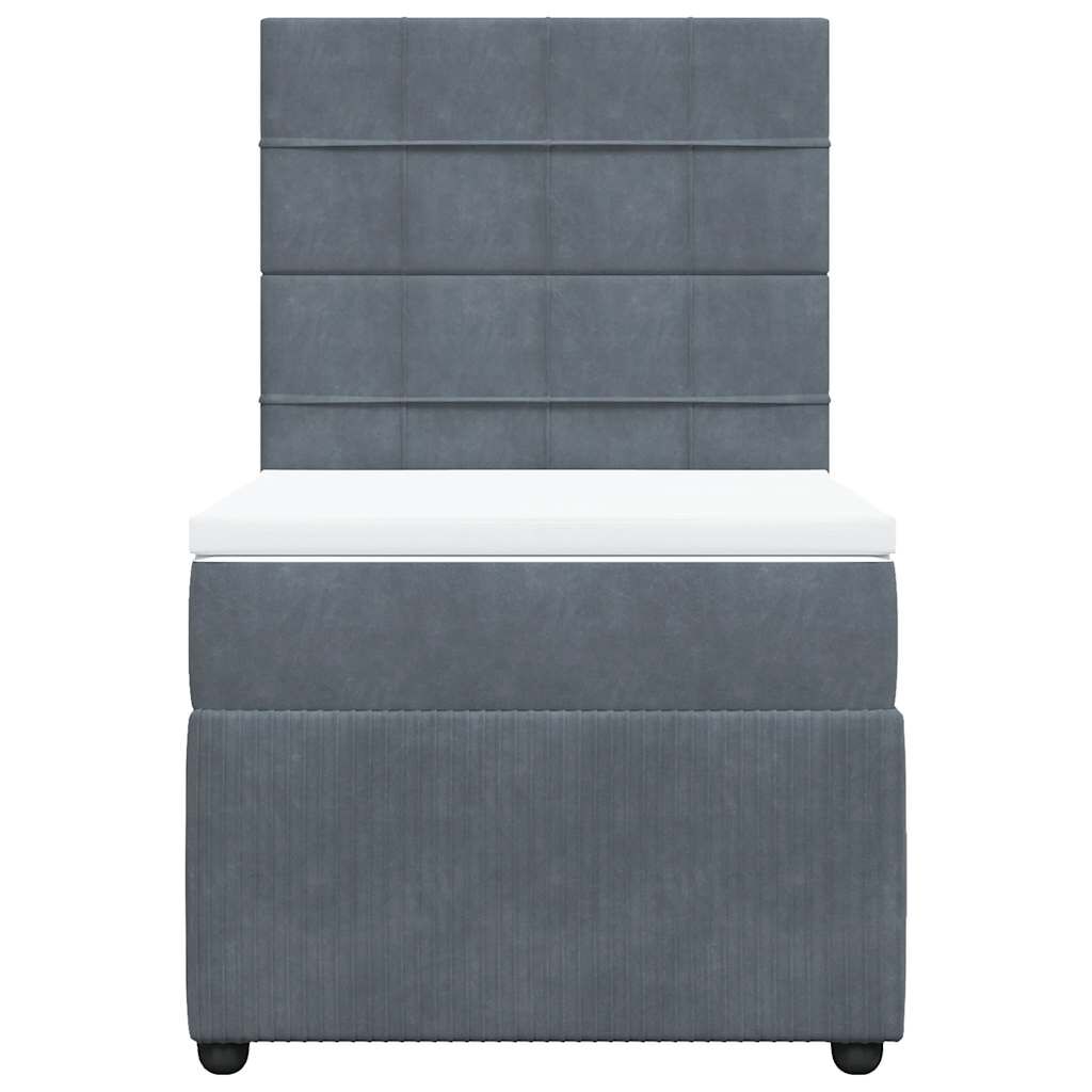 vidaXL Κρεβάτι Boxspring με Στρώμα Σκούρο Γκρι 80x200 εκ. Βελούδινο