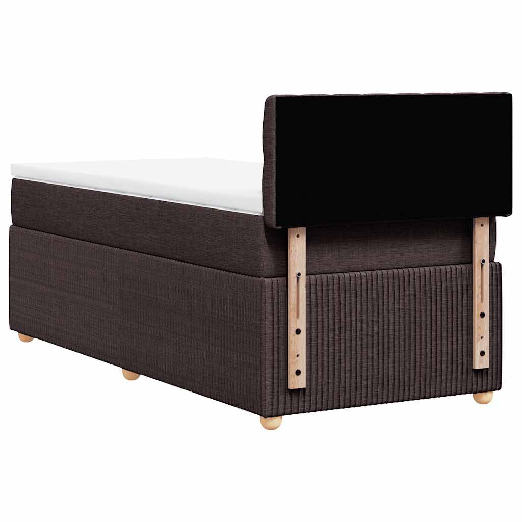 vidaXL Κρεβάτι Boxspring με Στρώμα Σκούρο Καφέ 90x200 εκ. Υφασμάτινο