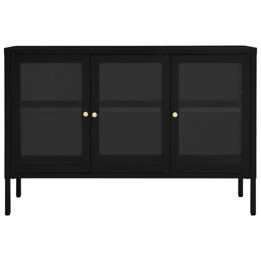 vidaXL Μπουφές Μαύρος 105 x 35 x 70 εκ. από Ατσάλι και Γυαλί