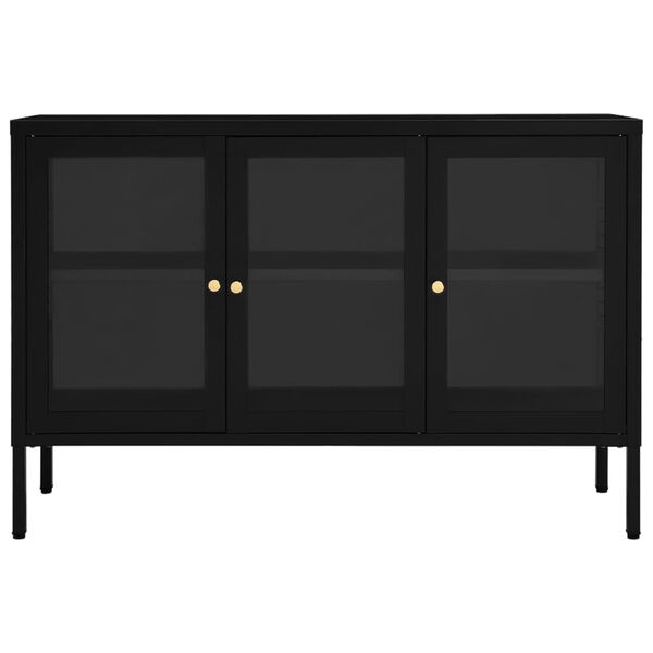 vidaXL Μπουφές Μαύρος 105 x 35 x 70 εκ. από Ατσάλι και Γυαλί
