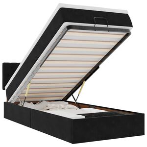 vidaXL Οθωμανικό κρεβάτι με στρώμα Μαύρο 100x200cm Velvet