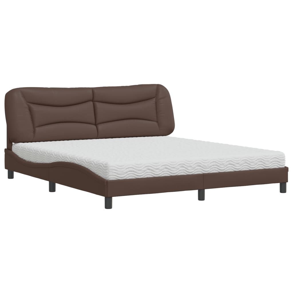 vidaXL Κρεβάτι με Στρώμα Καφέ 180x200 εκ. Συνθετικό Δέρμα