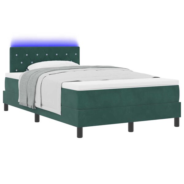 vidaXL Κρεβάτι με ελατήρια Σκούρο πράσινο 120 x 190 cm Βελούδο