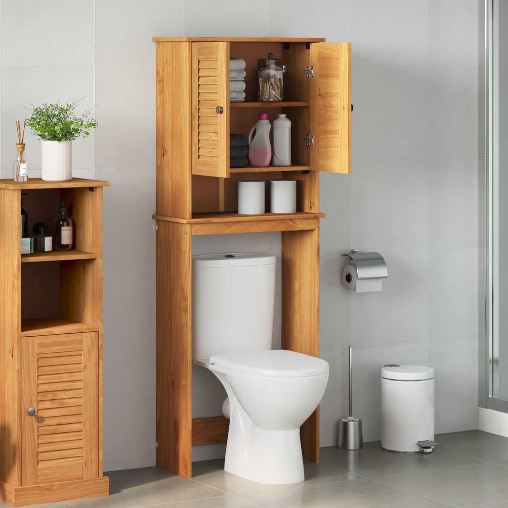 vidaXL Ντουλάπα τουαλέτας καφέ μελί 60 x 27 x 161 εκ Μασίφ ξύλο πεύκου