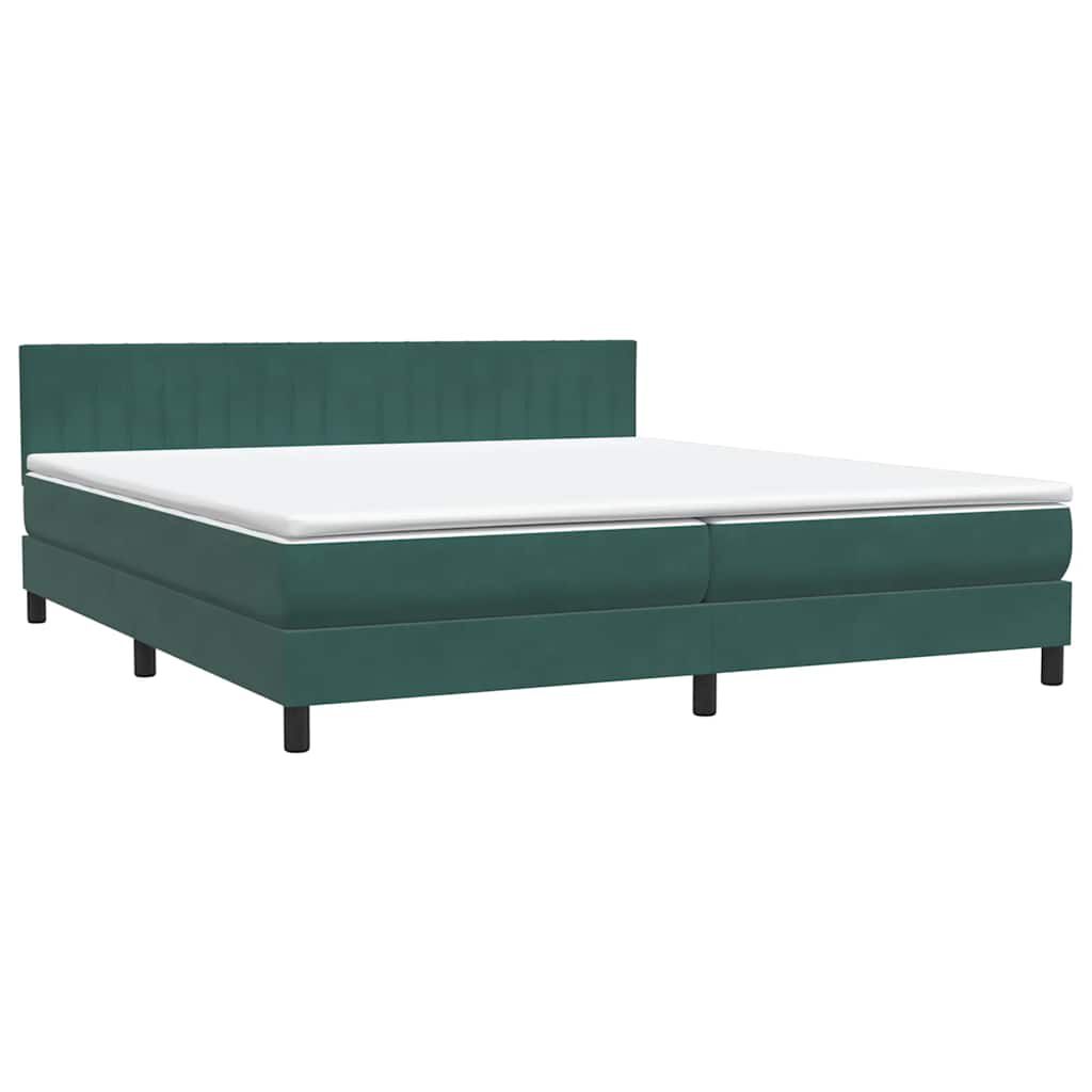 vidaXL Κρεβάτι Boxspring με Στρώμα Σκούρο Πράσινο 200x210εκ. Βελούδινο