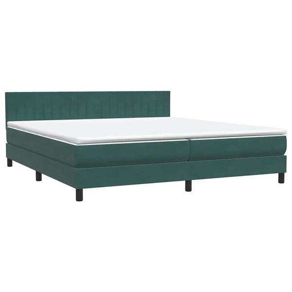 vidaXL Κρεβάτι Boxspring με Στρώμα Σκούρο Πράσινο 200x210εκ. Βελούδινο