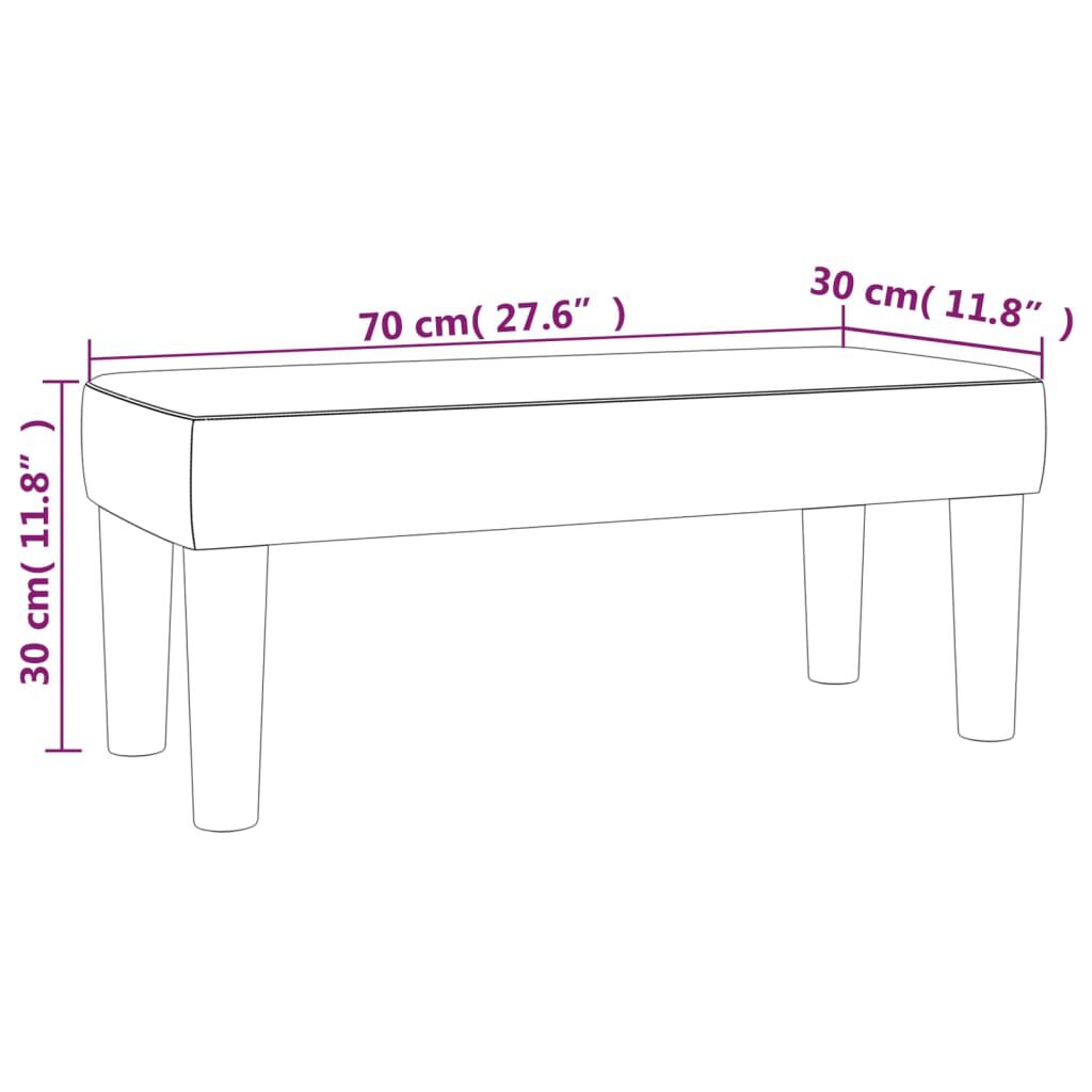 vidaXL Πάγκος Γκρι 70 x 30 x 30 εκ. από Συνθετικό Δέρμα