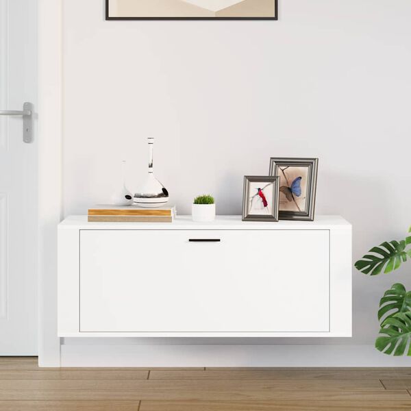 vidaXL Παπουτσοθήκη Επιτοίχια Λευκή 100x35x38 εκ. Επεξεργασμένο Ξύλο