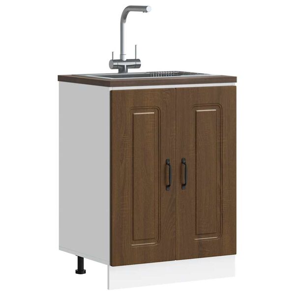 vidaXL Ντουλάπι βάσης νεροχύτη Kalmar Καφέ δρυς 60x46x81,5 εκ.