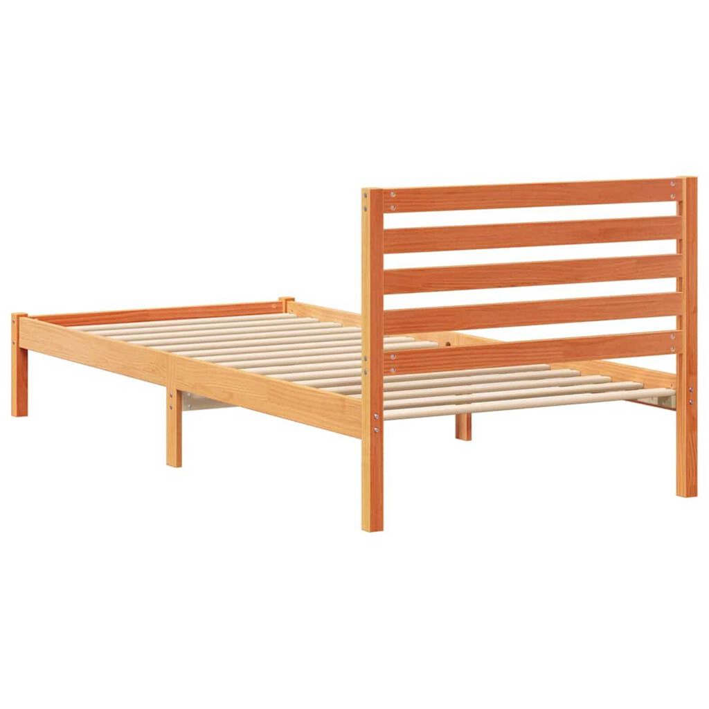 vidaXL Σκελετός Κρεβατιού Καφέ κεριού 100 x 220 cm Μασίφ ξύλο πεύκου
