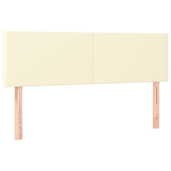vidaXL Κρεβάτι Boxspring με Στρώμα Κρεμ 140x190εκ. από Συνθετικό Δέρμα