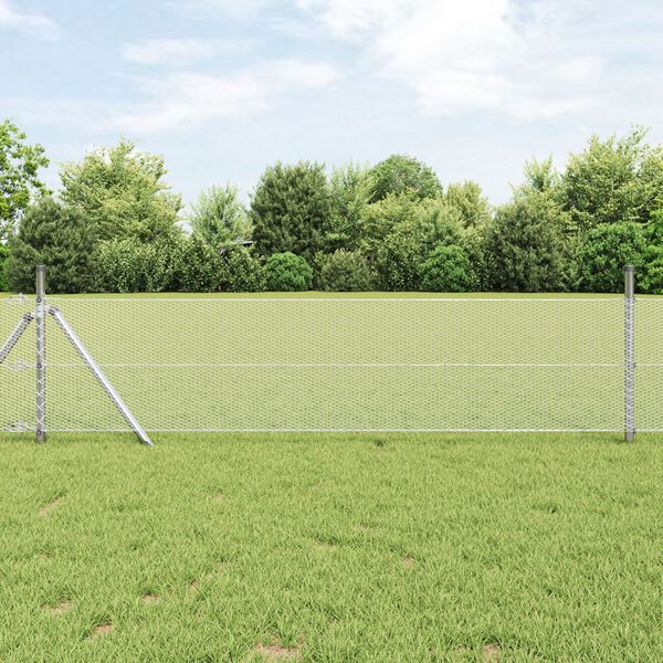 vidaXL Φράχτης Εξαγώνου Ασημί 0.8 x 25 m Γαλβανισμένος χάλυβας