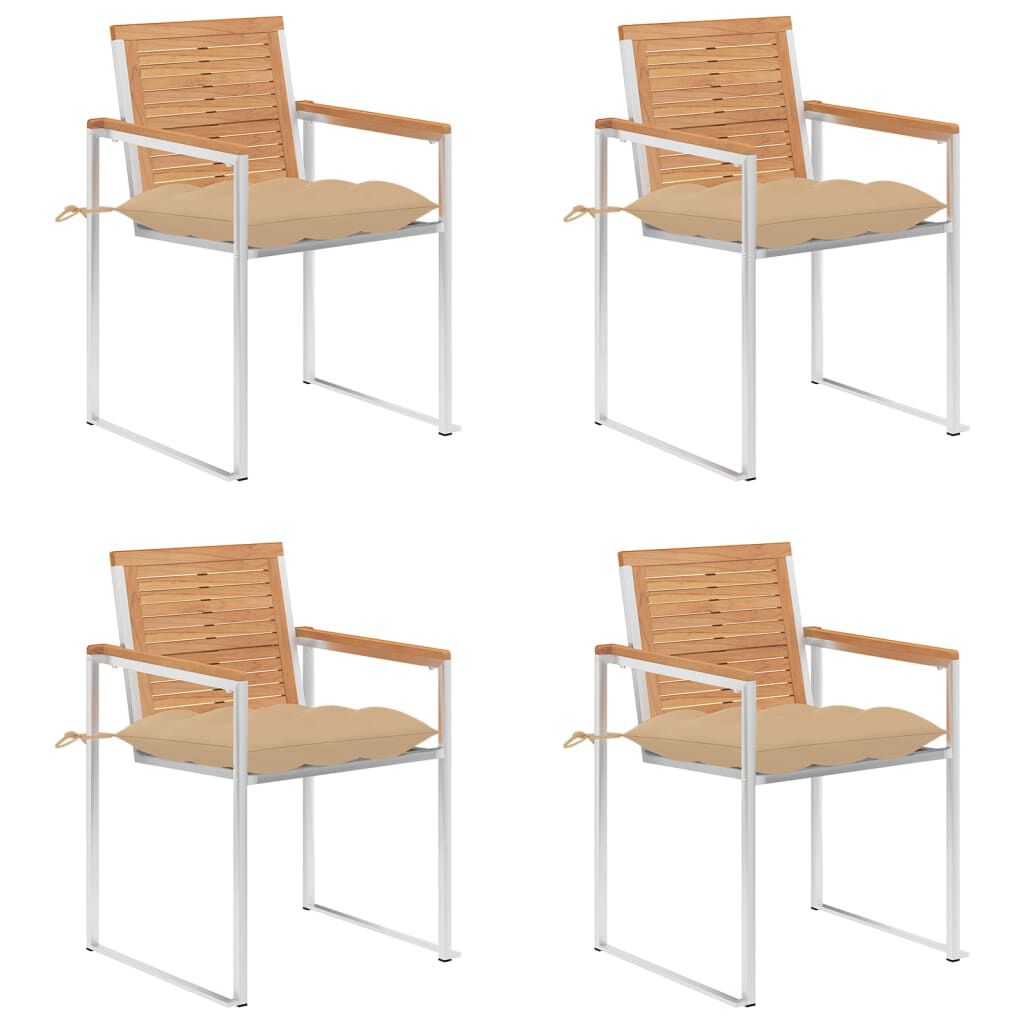 vidaXL Καρέκλες Κήπου 4 τεμ. από Μασίφ Ξύλο Teak με Μαξιλάρια