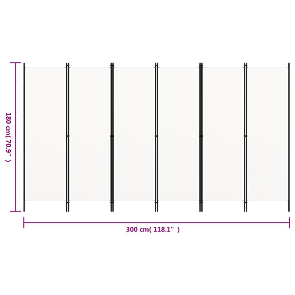 vidaXL Διαχωριστικό Δωματίου με 6 Πάνελ Λευκό 300 x 180 εκ.