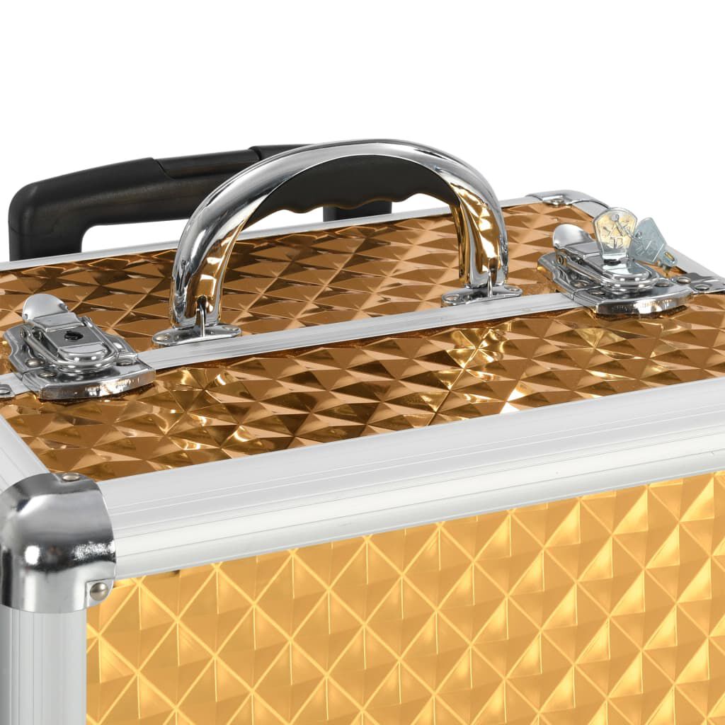 vidaXL Βαλίτσα Μακιγιάζ Τρόλεϊ Χρυσή 35x29x45 εκ. από Αλουμίνιο