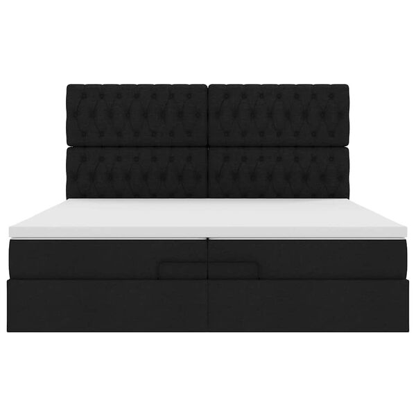 vidaXL Οθωμανικό κρεβάτι με στρώματα & LEDs Μαύρο 200x200cm ύφασμα